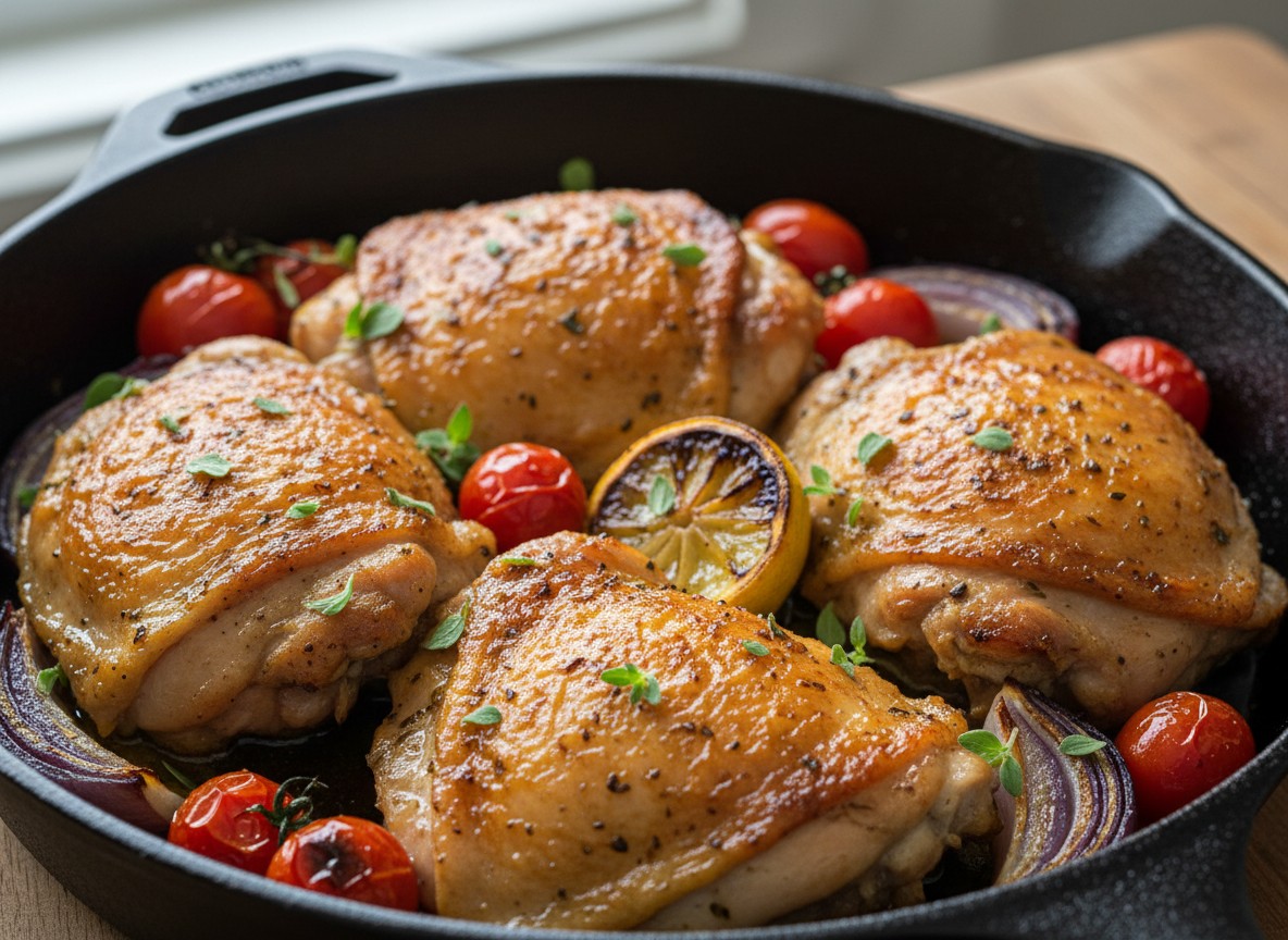 Close-up chicken thighs no flame